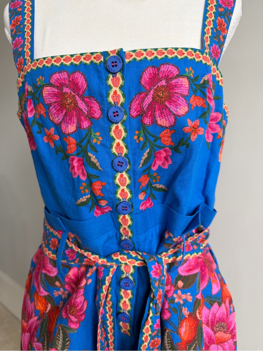 NWOT-Farm Rio Summer Fruit Scarf Romper-Large - Picture 5 of 7